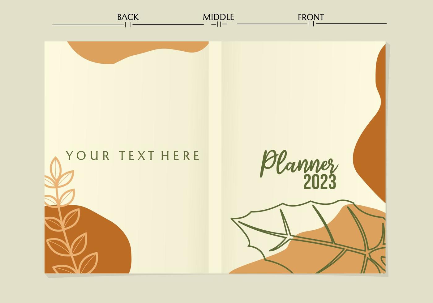 Set of planner cover templates with line art floral. pastel backgrounds with leaves decorations. Designs is for notebook, planner, diary, poster, card. Size A4. Vector illustration