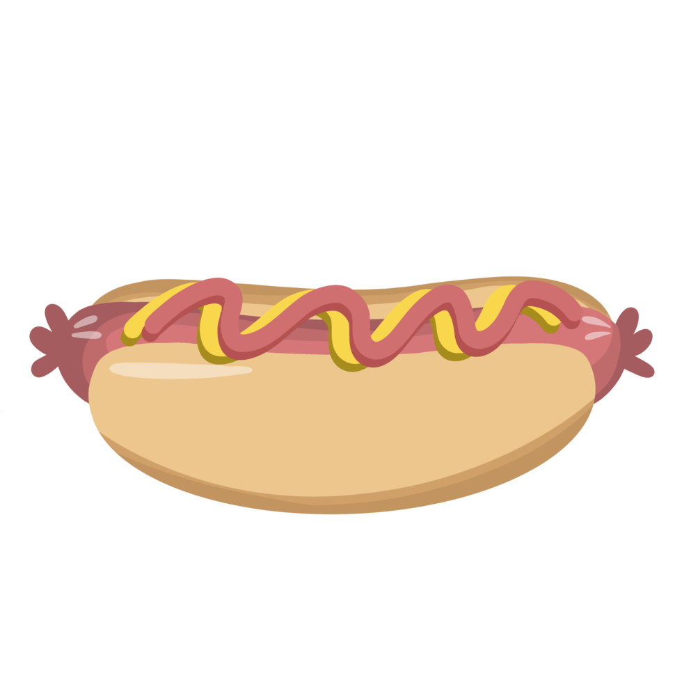 perrito caliente con salsa de tomate y salsa de mostaza ilustración de comida png