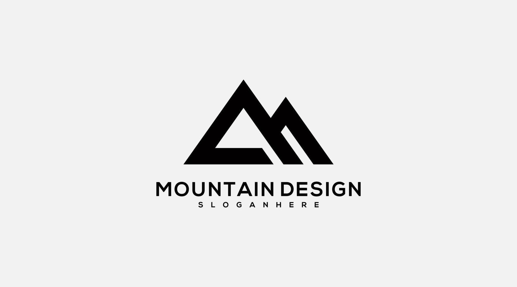 logotipo vectorial simple en una montaña de estilo moderno en forma de letra m. vector