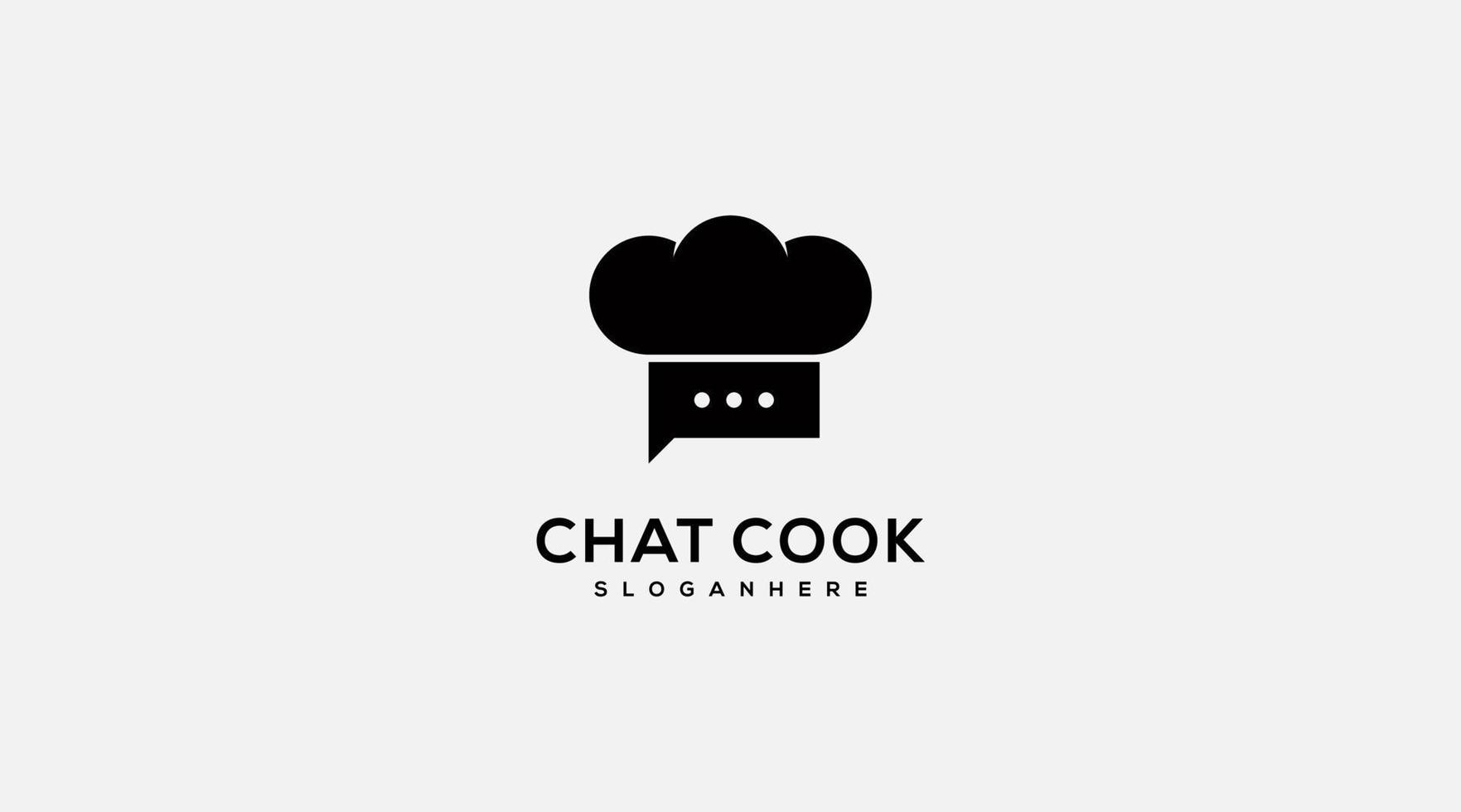 diseño de logotipo de vector de chat de chef. ilustración de sombrero de chef y símbolo de chat.