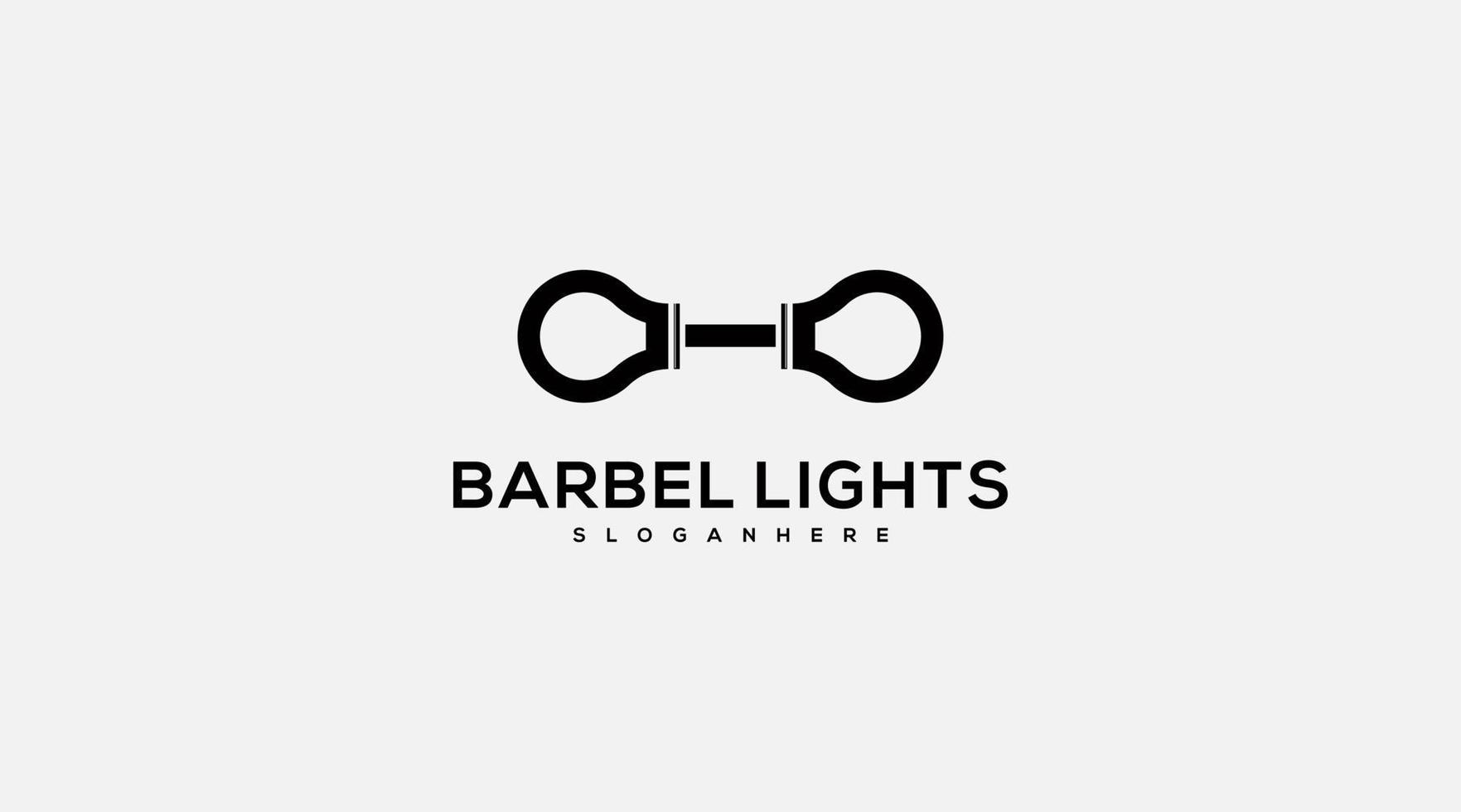 barbell double bulb logo vector design and light illustration