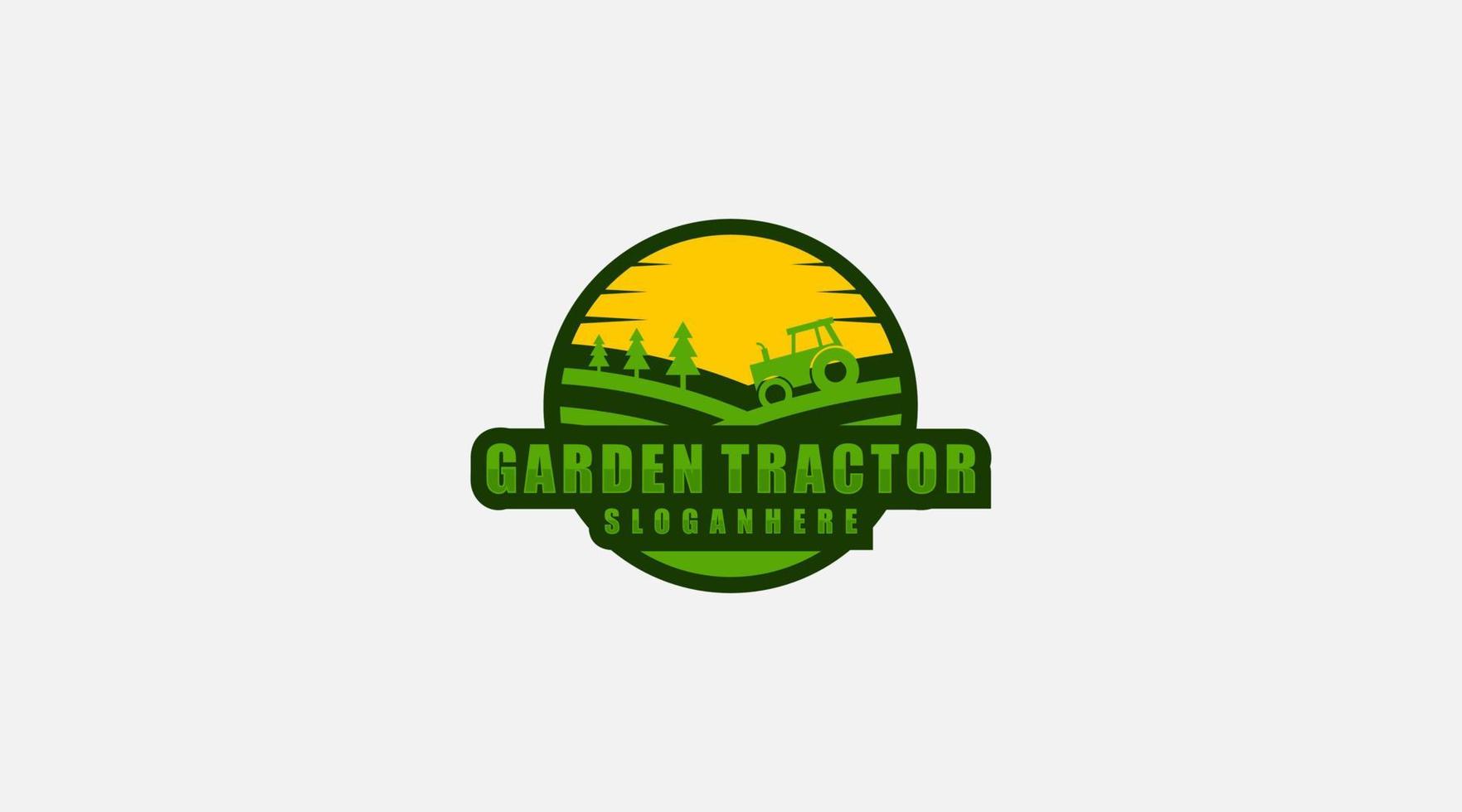 Garden tractor construction machine logo design template vector. vector