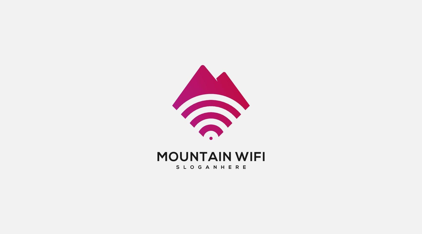 WiFi Connection Internet Network with letter M Mountain logo design vector