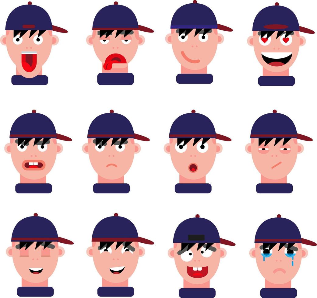 Boy with a baseball cap, illustration, vector on a white background.