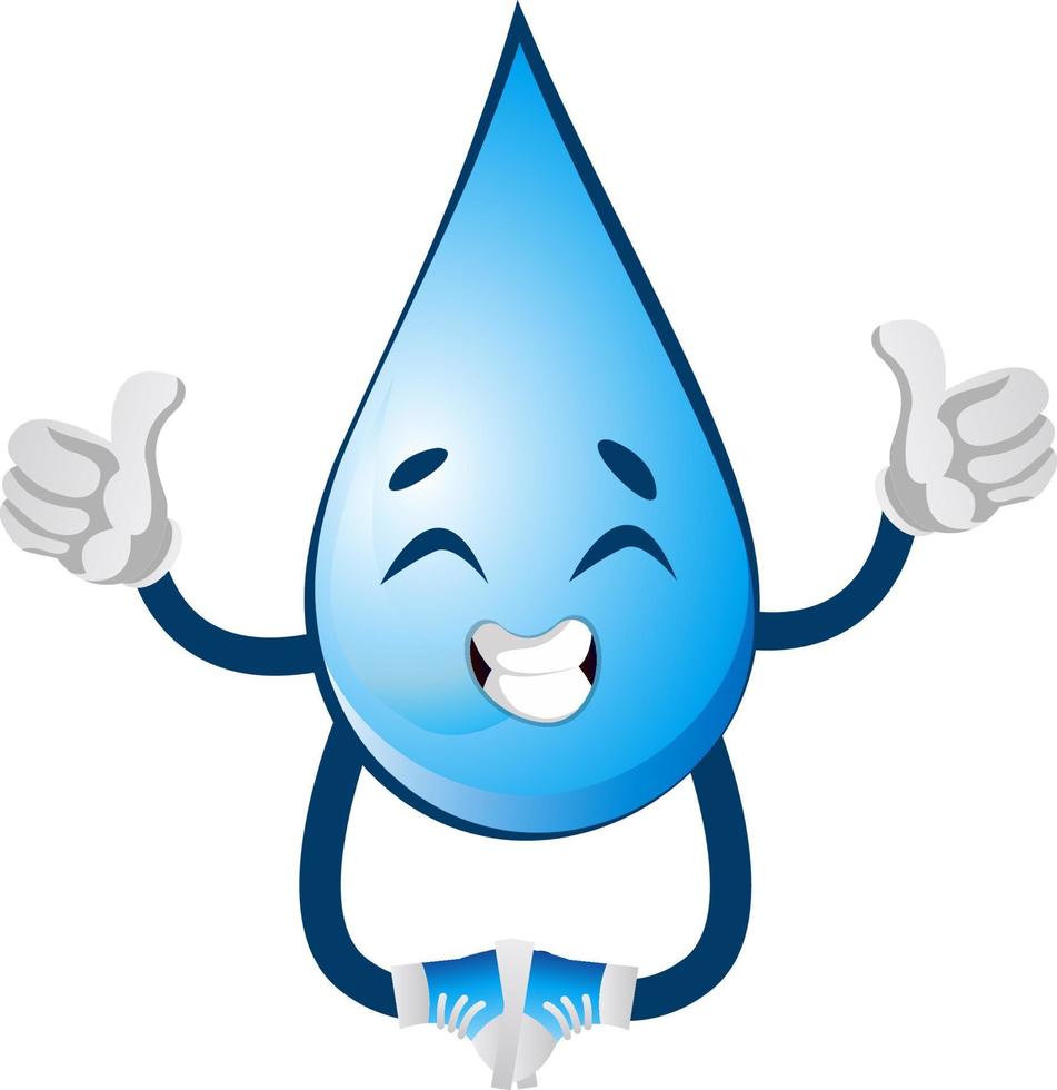 Happy water drop, illustration, vector on white background.