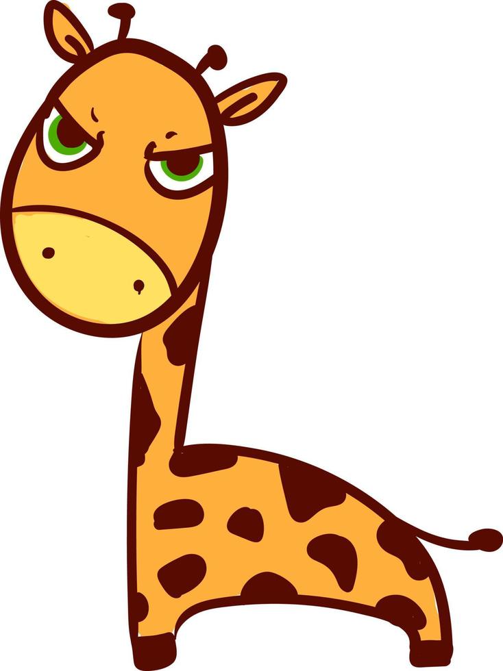 Angry giraffe , illustration, vector on white background