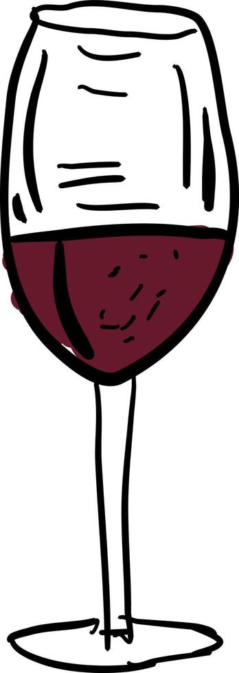 Vino en copa de dibujo, ilustración, vector sobre fondo blanco.