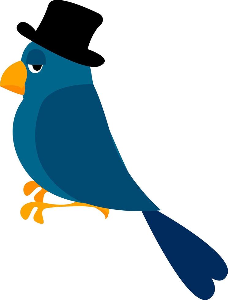 Serious bird, illustration, vector on white background.