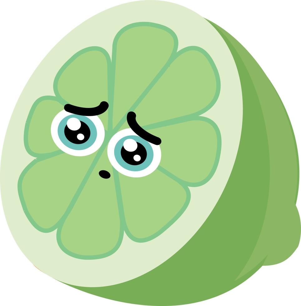 Sad lime , illustration, vector on white background