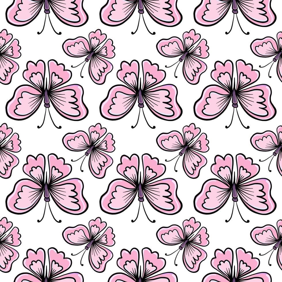 Butterfly pattern, seamless pattern on white background. vector