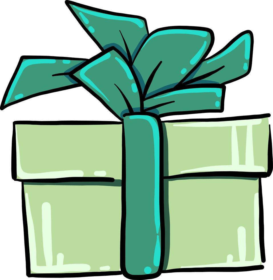 Green present box, illustration, vector on white background 13745106