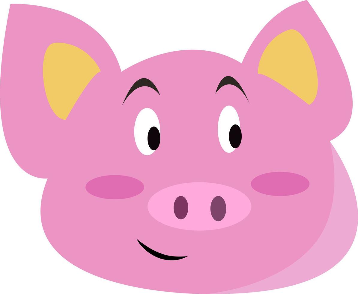 Cute pig, illustration, vector on white background.