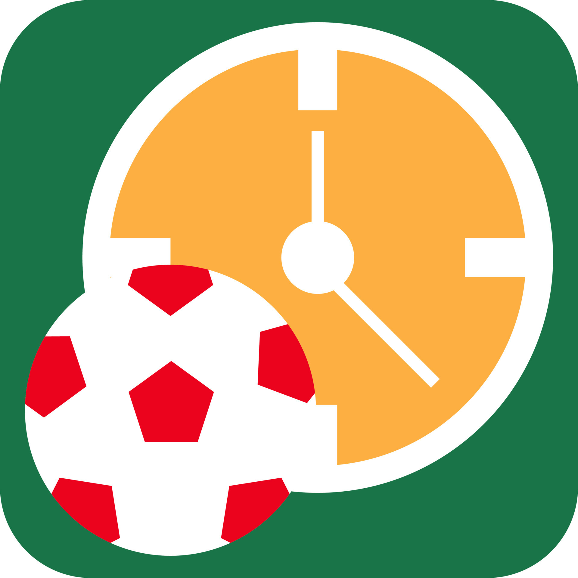 Football game time, illustration, vector on a white background