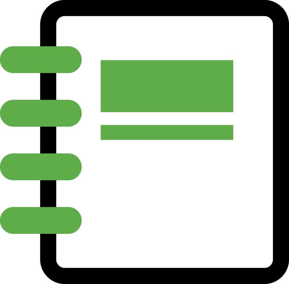 Green business notebook, illustration, vector on a white background