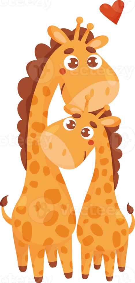 girafas fofas. mãe e bebê png