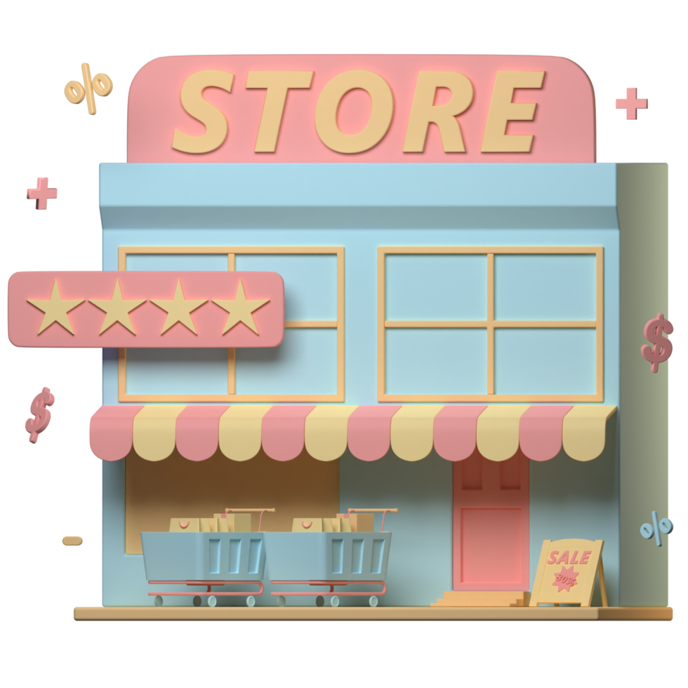 ilustración de tienda 3d png