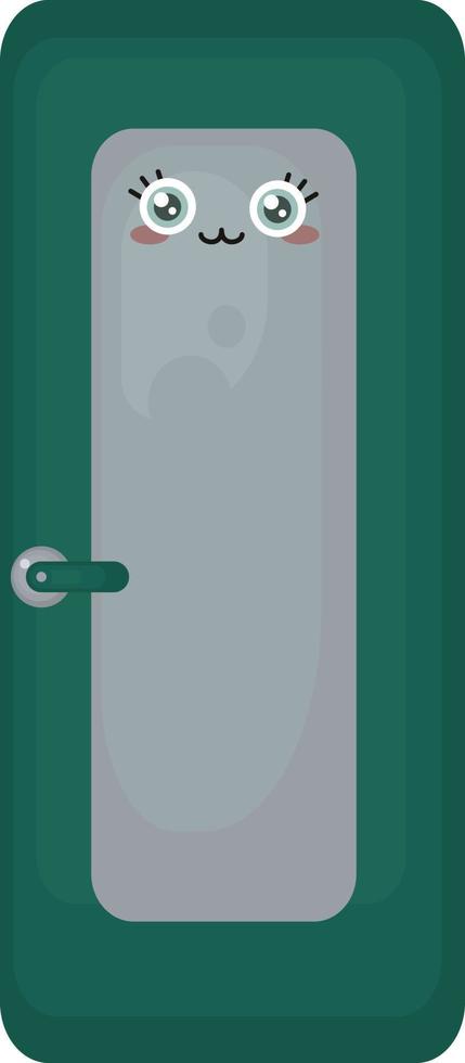 Green door, illustration, vector on white background.