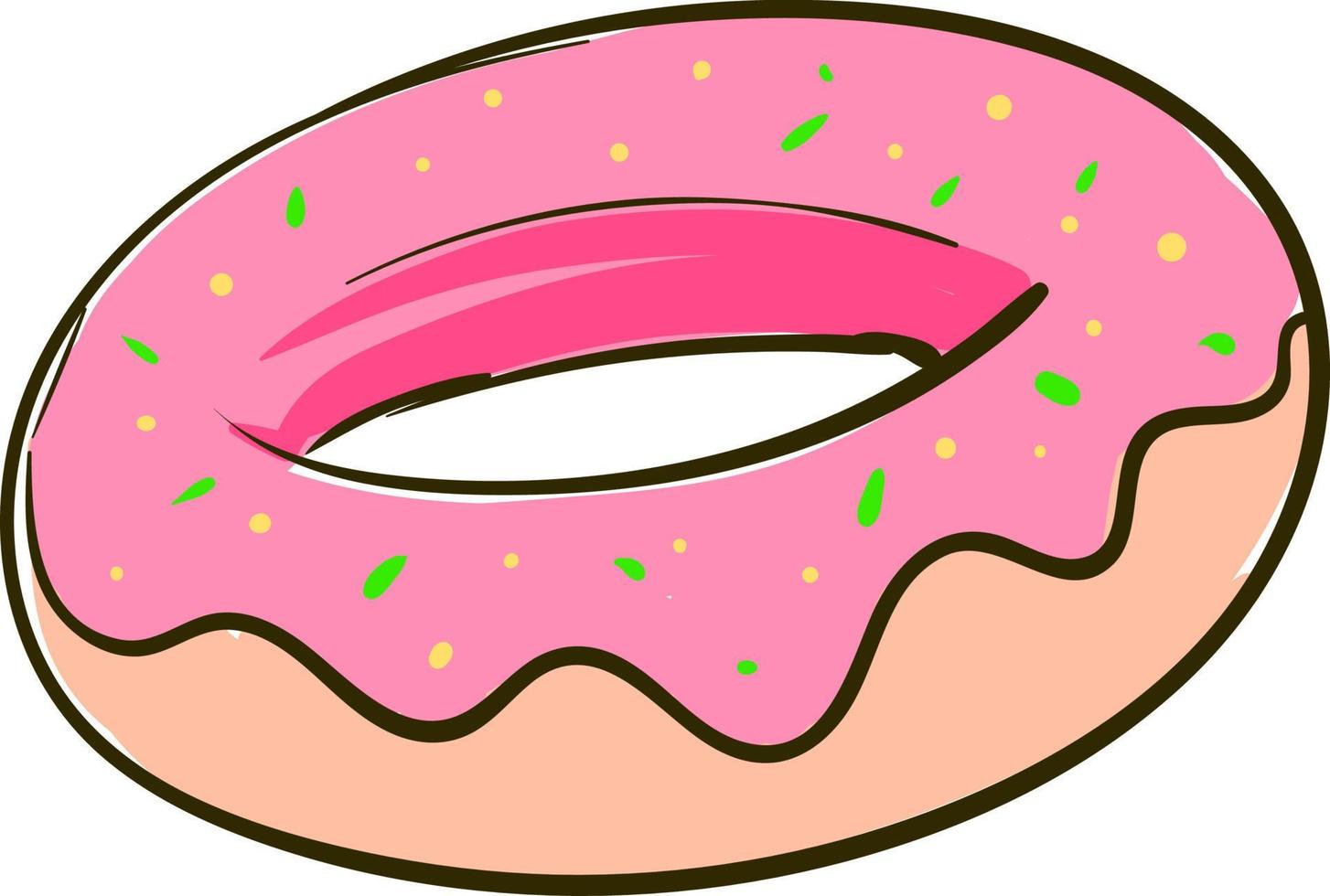 Pink donut, illustration, vector on white background