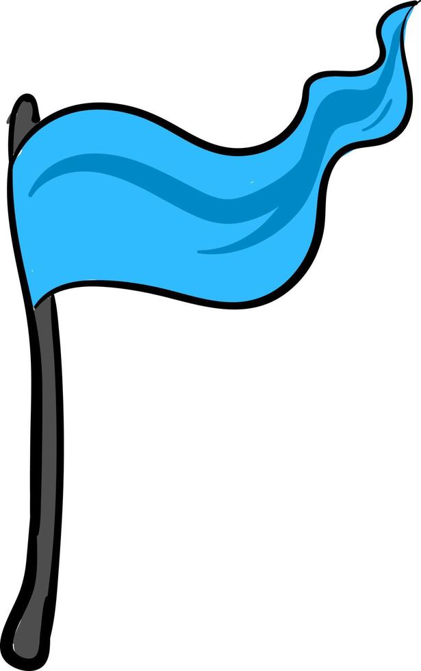 Blue flag soaring, illustration, vector on white background.