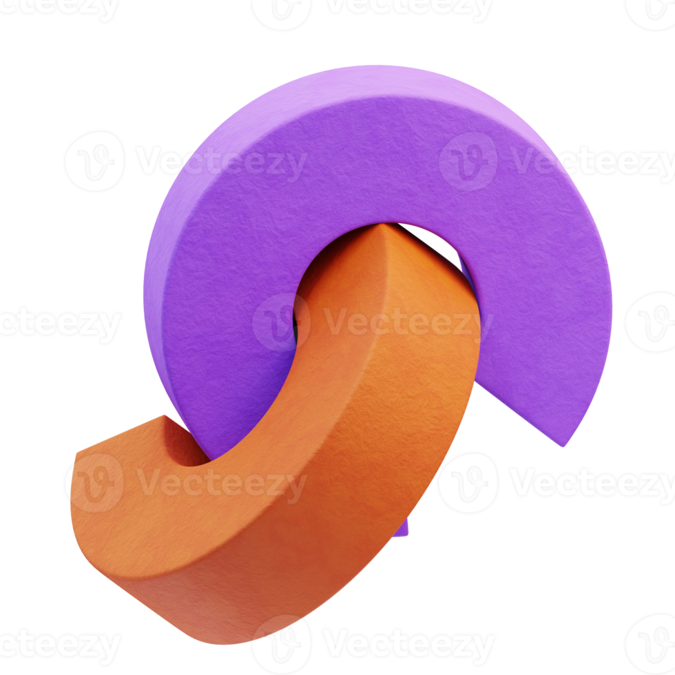 3d rendering of shape decoration illustration with orange, purple, stone texture for presentation png