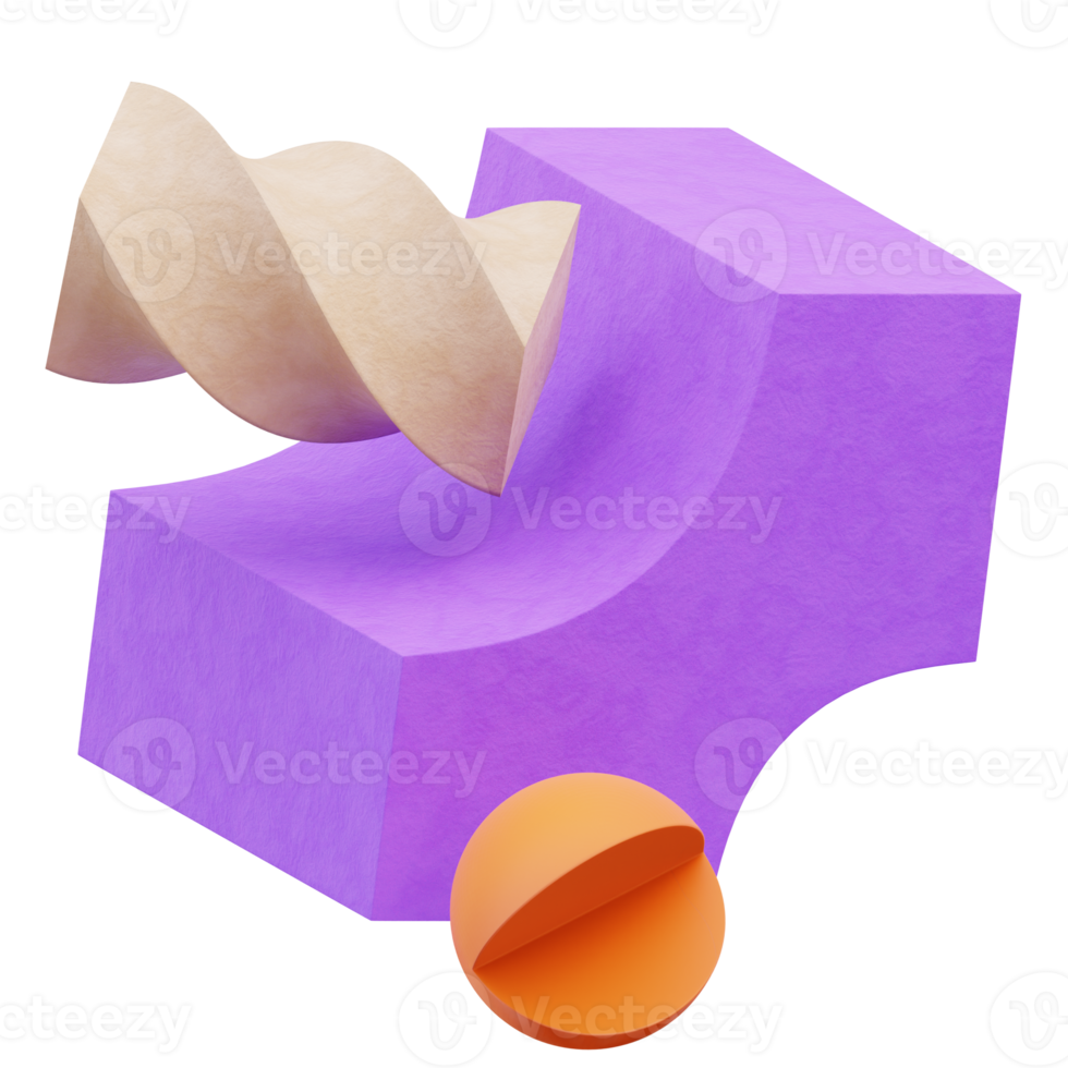 3d rendering of shape decoration illustration with orange, purple, stone texture for presentation png