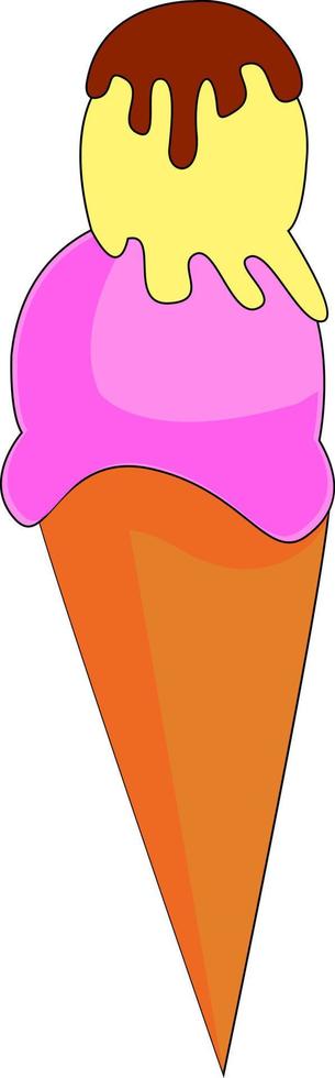 Ice cream, illustration, vector on white background.