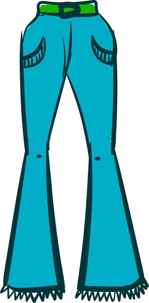 Woman blue pants, illustration, vector on white background.