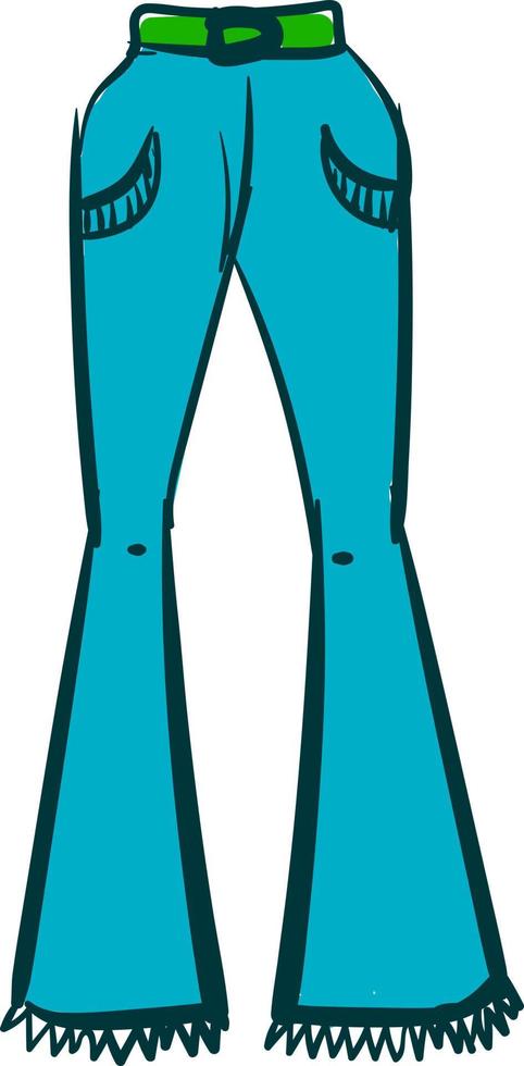 mujer pantalón azul, ilustración, vector sobre fondo blanco.