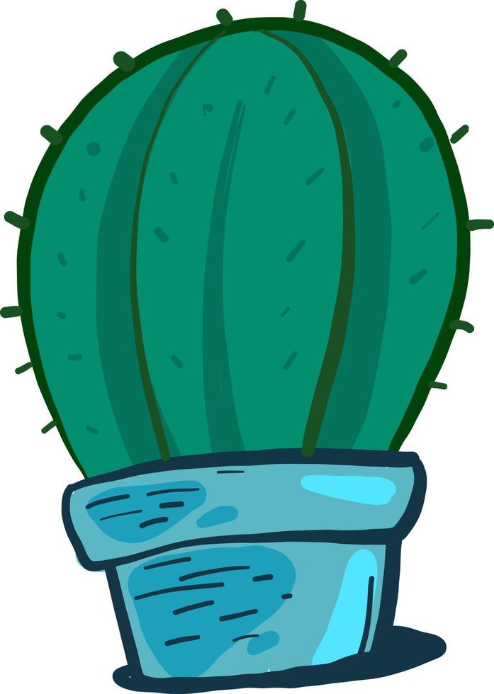 cactus en maceta azul , ilustración, vector sobre fondo blanco