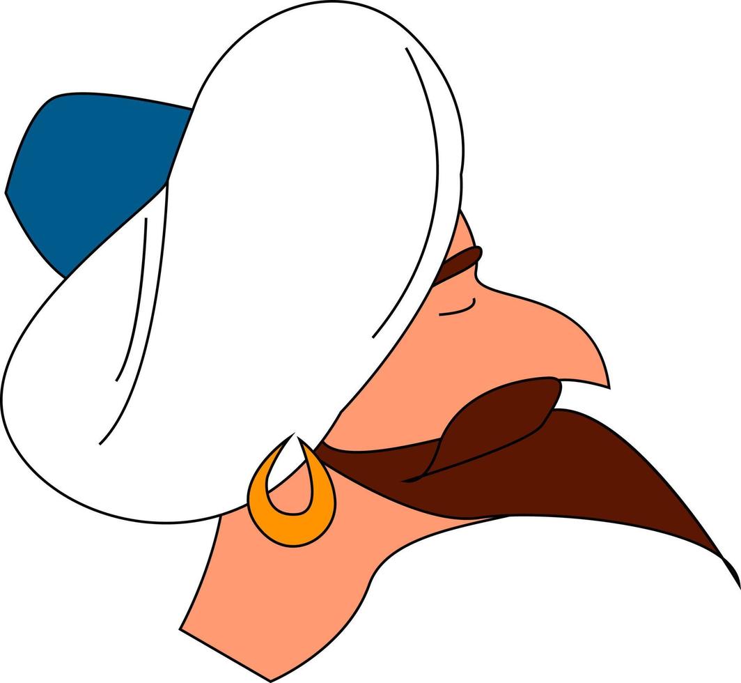 Arab white hat, illustration, vector on white background.
