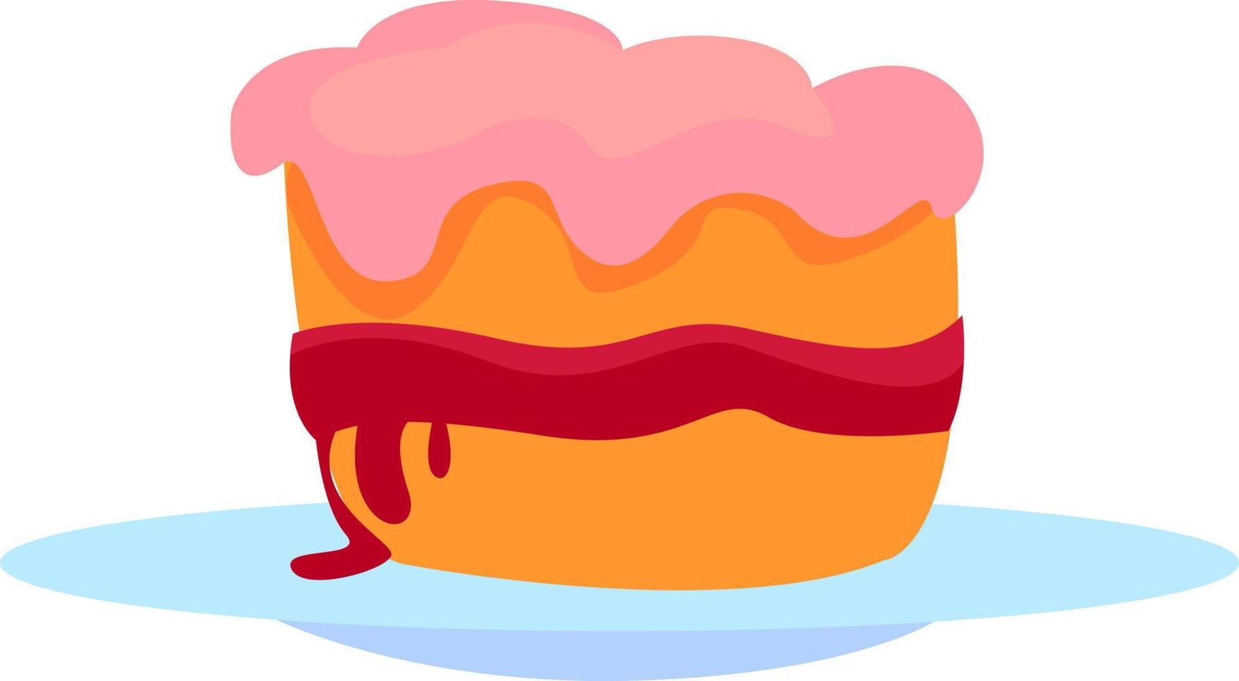 Sweet cake, illustration, vector on white background.