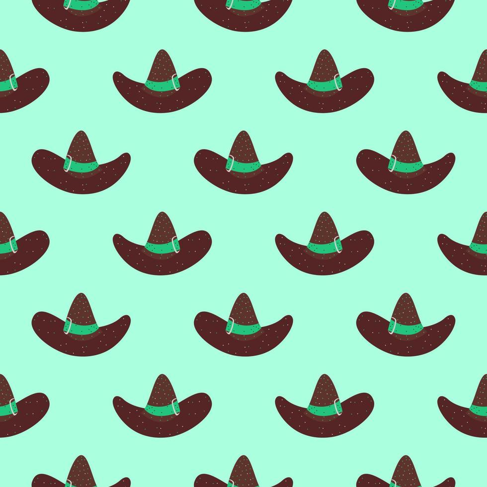 Magic brown hat , seamless pattern on a blue background. vector