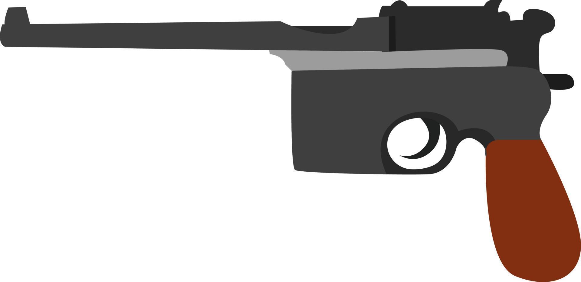 Pistola mauser, ilustración, vector sobre fondo blanco.