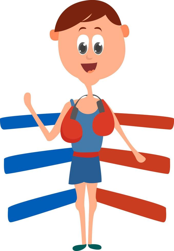 Man in the boxing ring , illustration, vector on white background