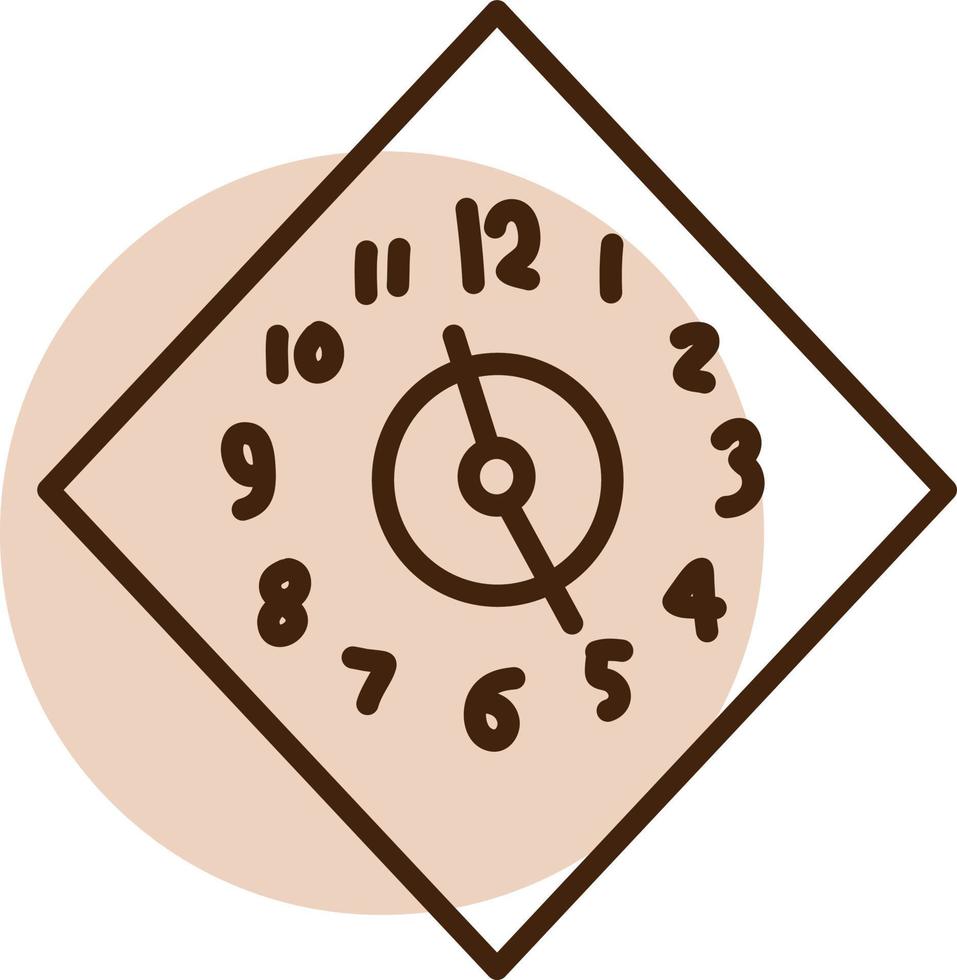 Quadrangle wall clock, illustration, vector, on a white background. vector