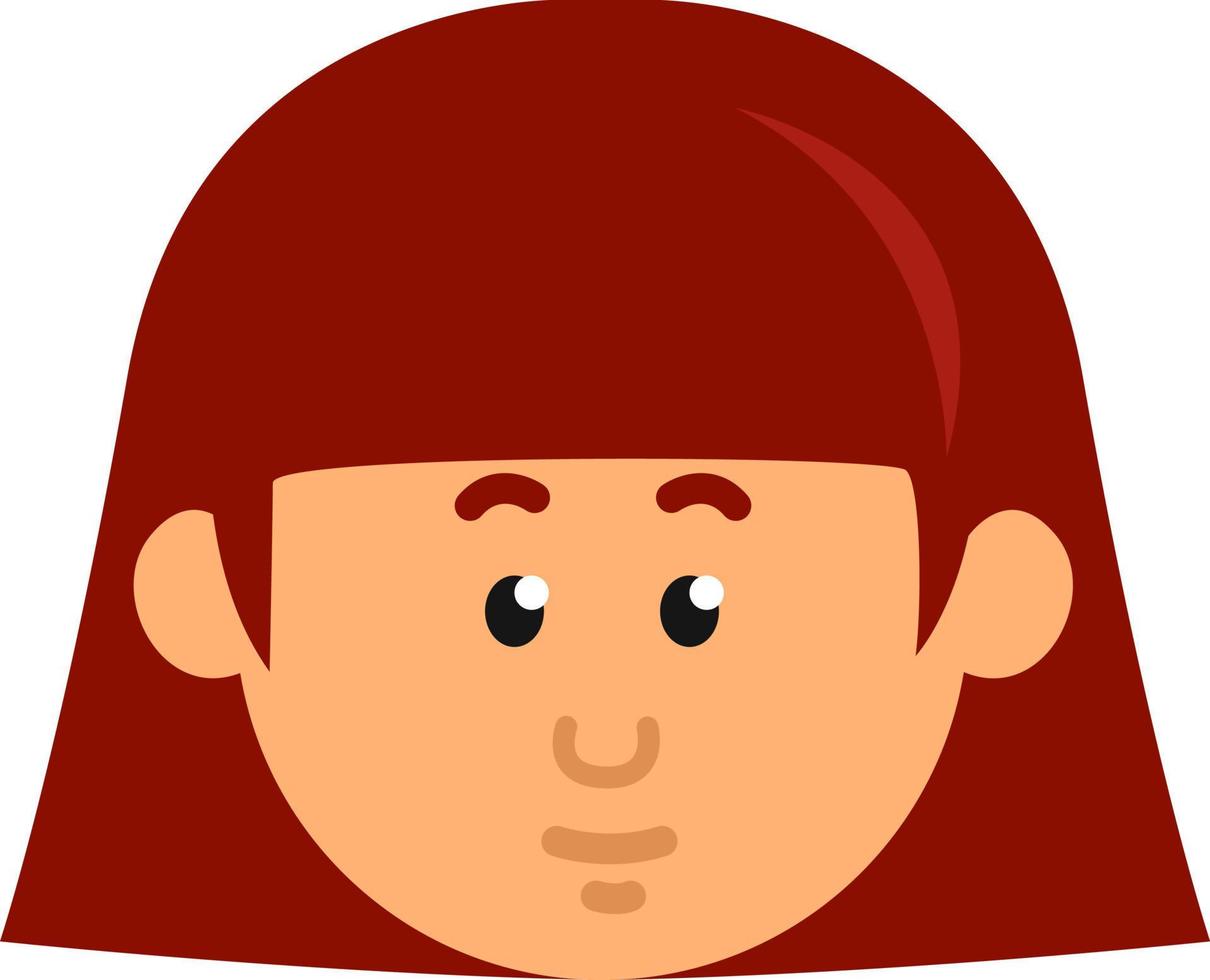 chica con pelo rojo corto y flequillo, ilustración, vector sobre fondo blanco.