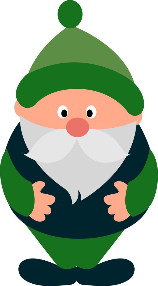 Green gnome, illustration, vector on white background.