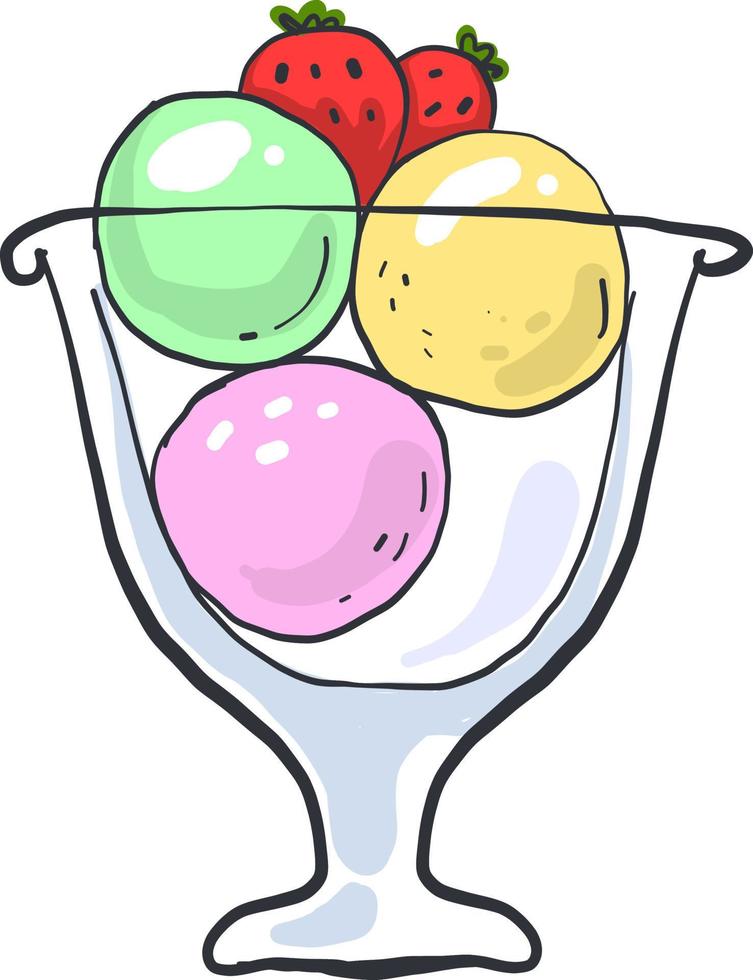 Ice cream in a bowl,illustration,vector on white background vector