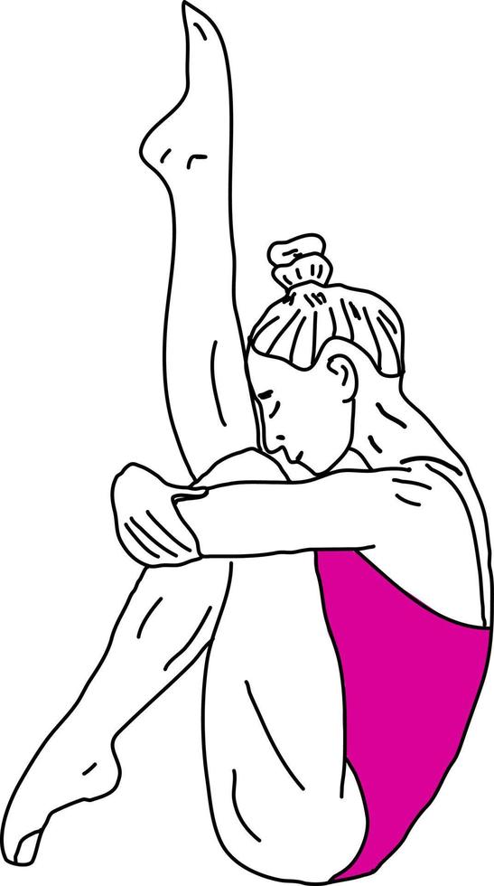 Girl in pink doing yoga, illustration, vector on white background.