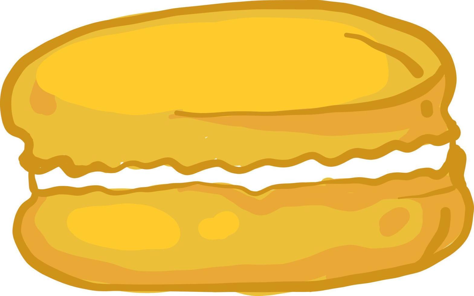 macarrón amarillo, ilustración, vector sobre fondo blanco