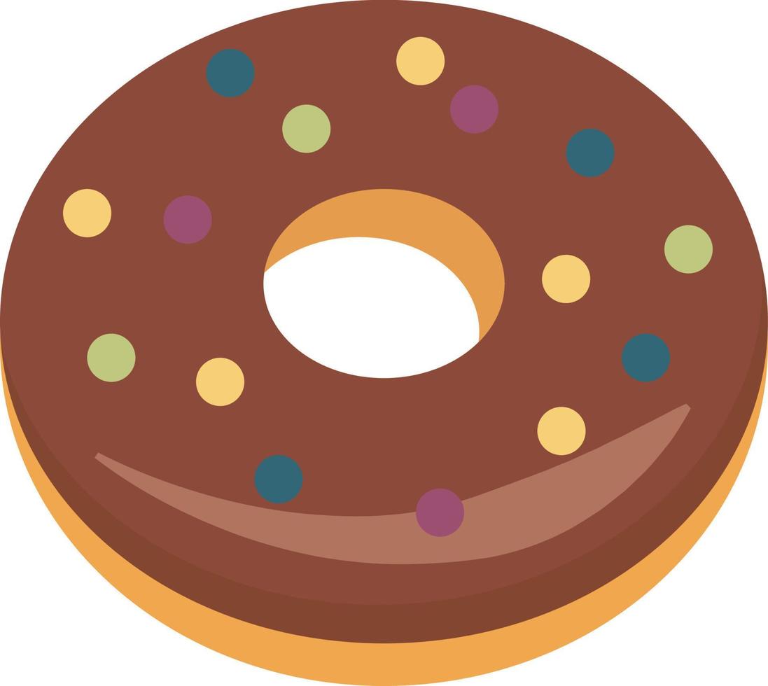 Chocolate donut, illustration, vector on white background.