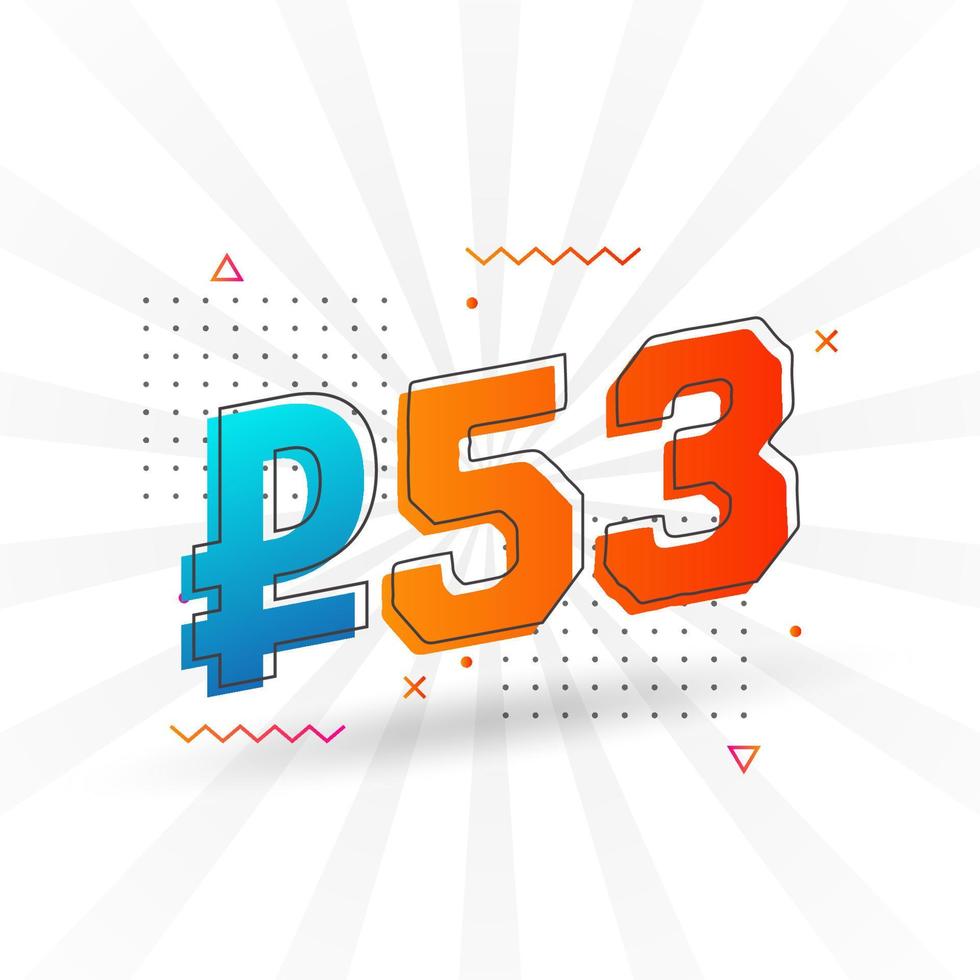 53 Russian Ruble vector currency image. 53 Ruble symbol bold text ...