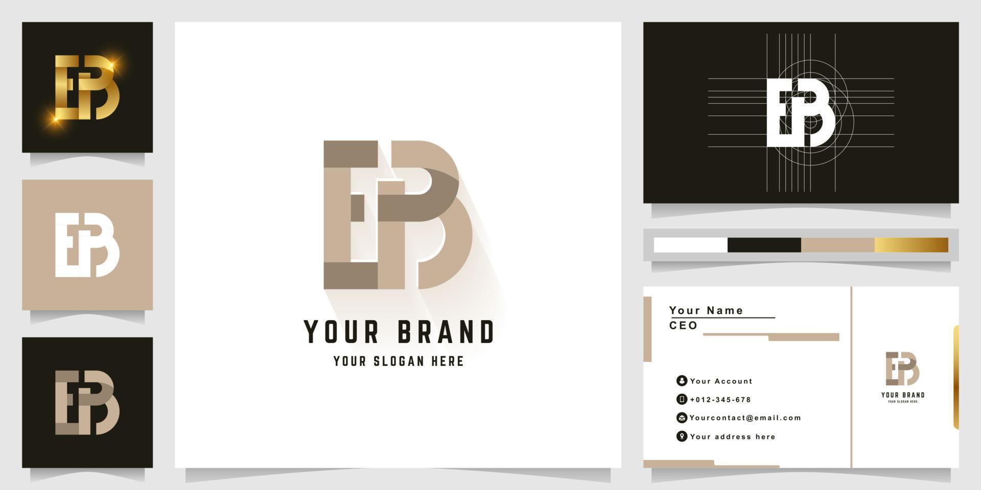 Letter EB or EPB monogram logo with business card design vector