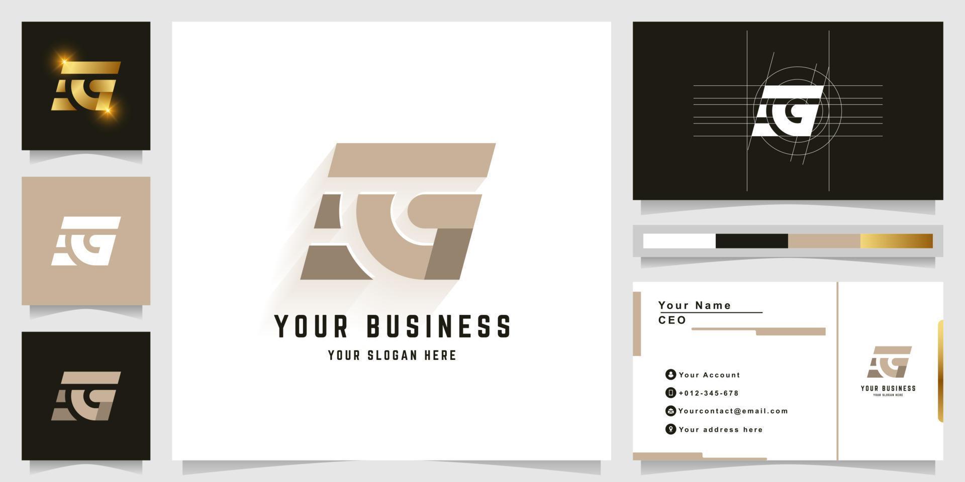 Letter G or EG monogram logo with business card design vector