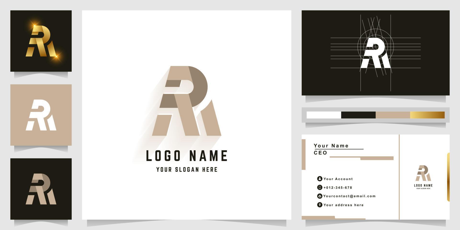 Letter RM or AM monogram logo with business card design vector