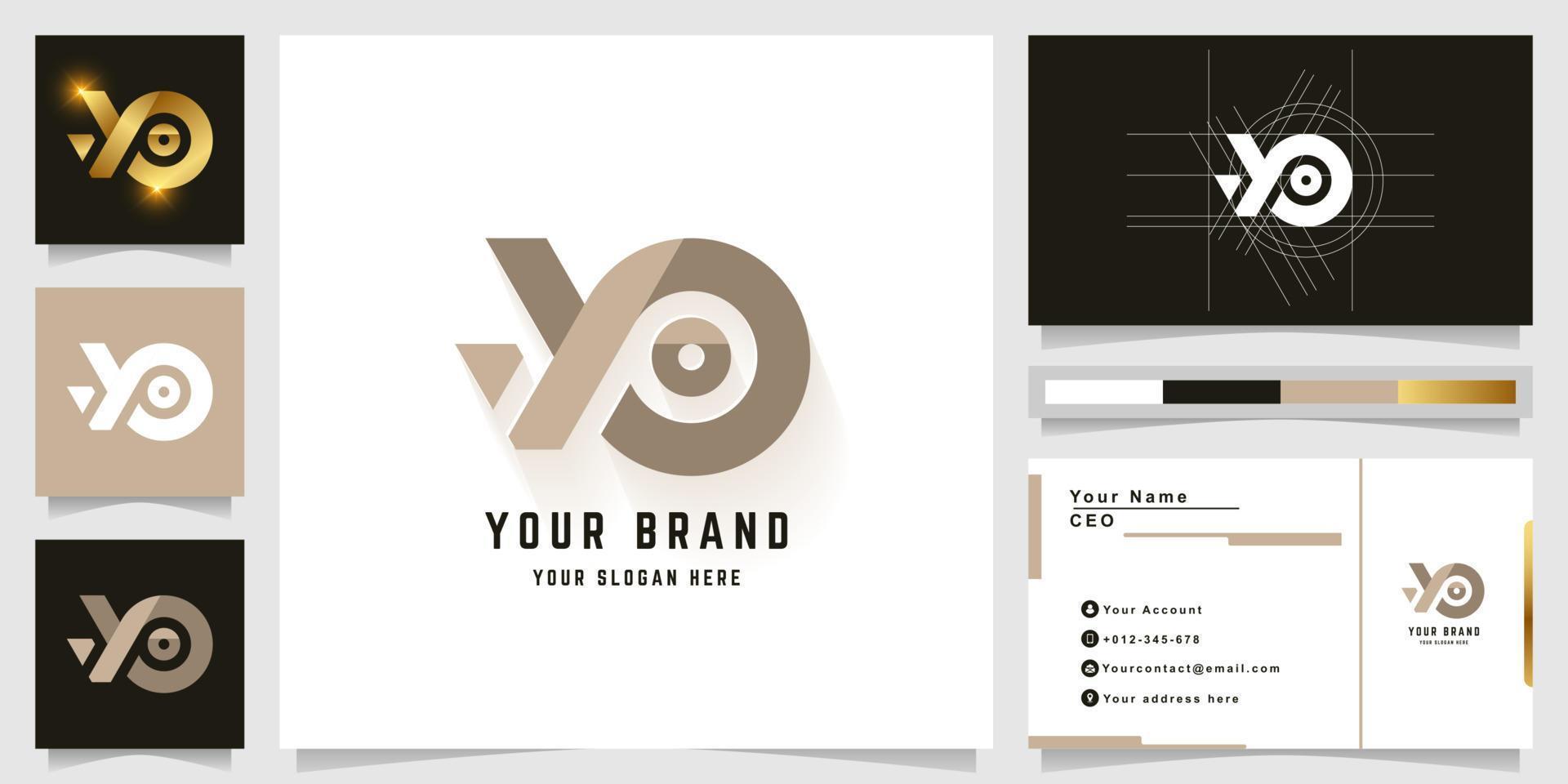 Letter YO or XP monogram logo with business card design vector