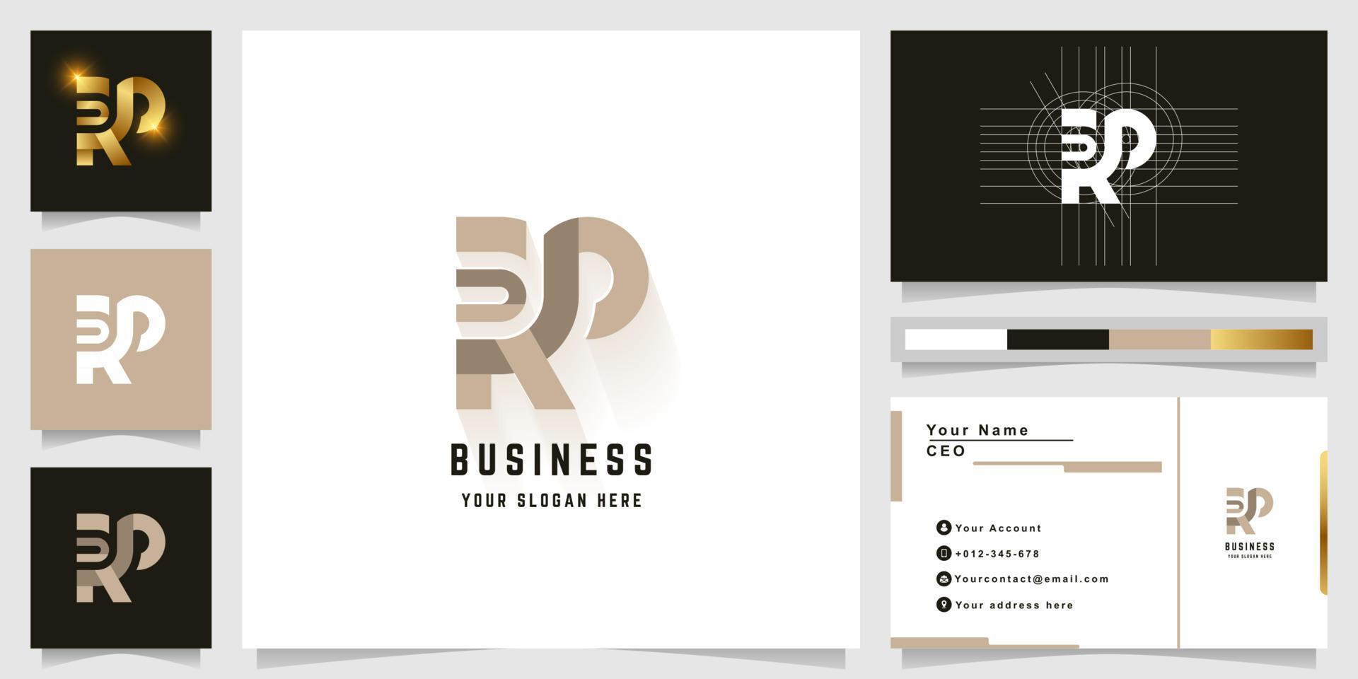 Letter RP or RS monogram logo with business card design vector
