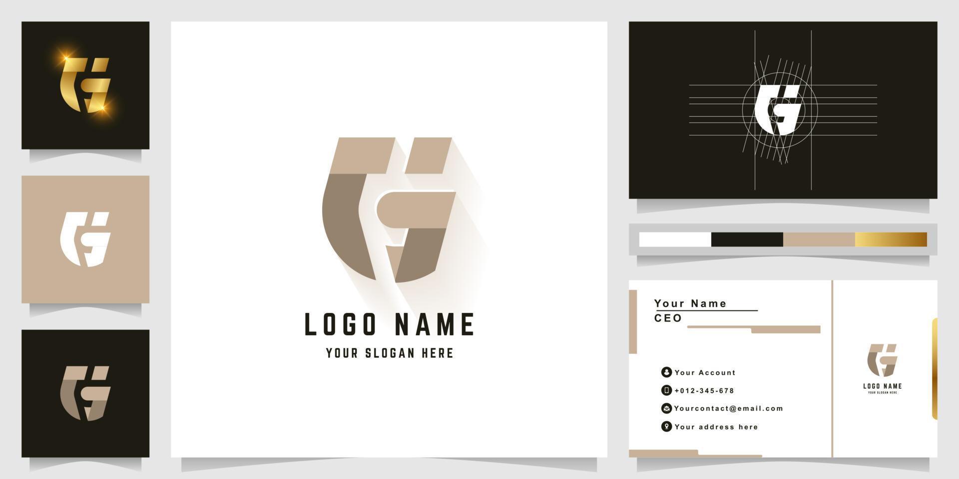 Letter G or CG monogram logo with business card design vector