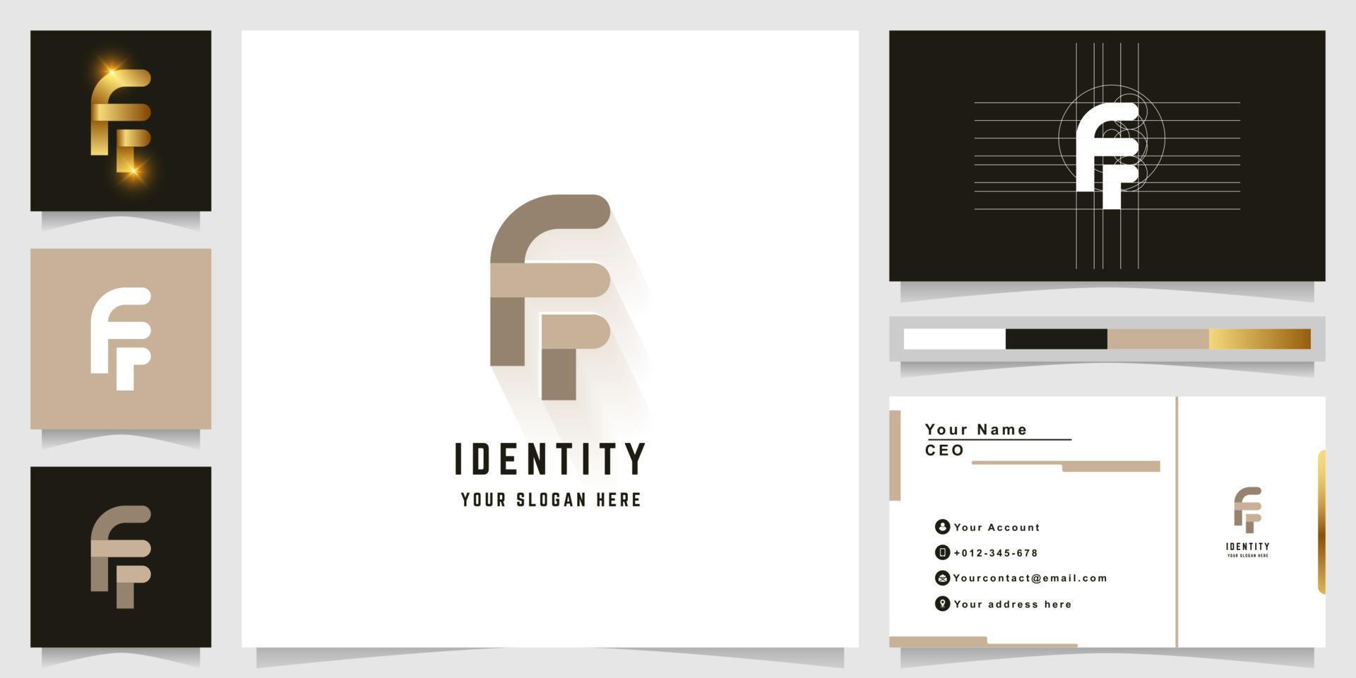 Letter Ff or Fr monogram logo with business card design vector
