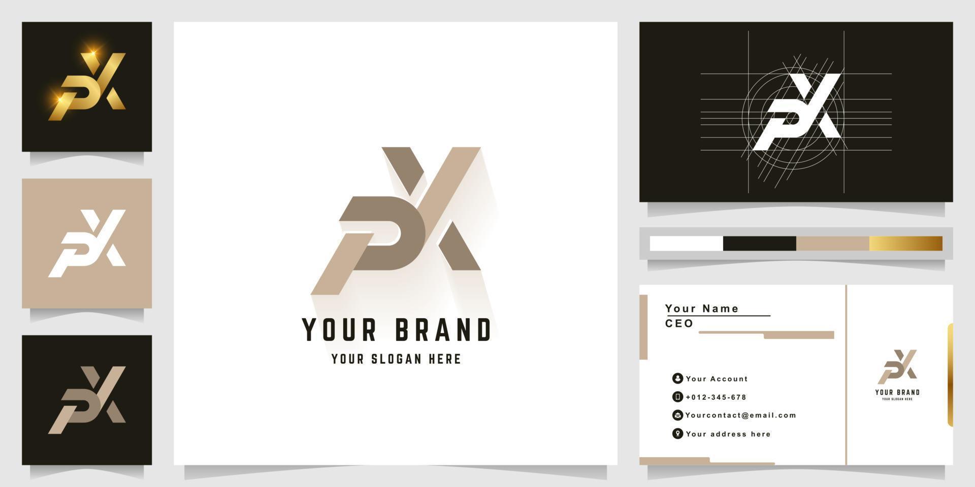 Letter PX or PYX monogram logo with business card design vector
